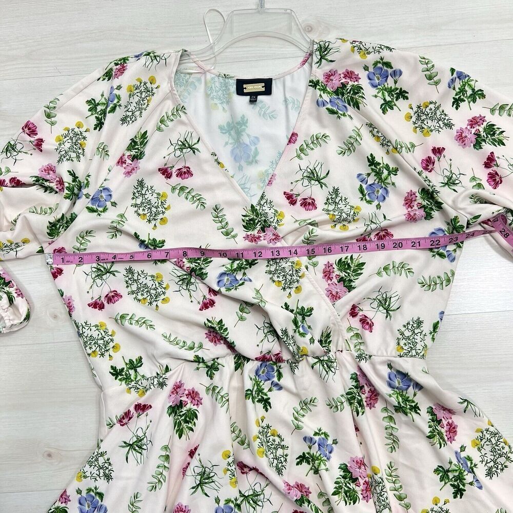Alexia Admor Layla V Neck Dress Size 2X Floral Faux Wrap Stretch - Picture 11 of 14